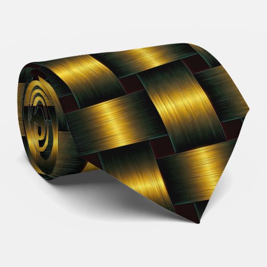 Golden Stropdas Gold Black Lattice (Opgerold)