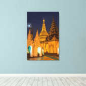 Golden Stupa en Temples Canvas Afdruk (Insitu (Houten vloer))