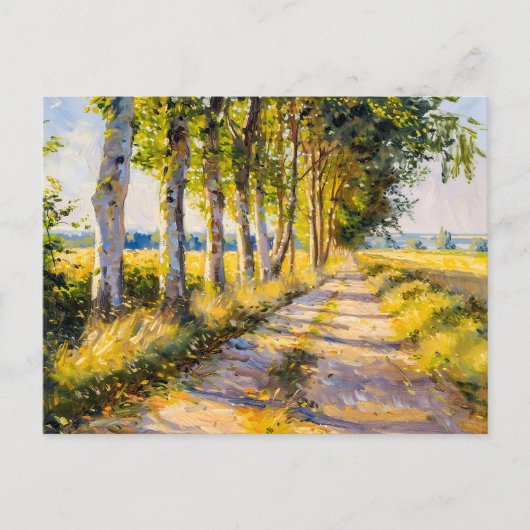 Golden Summer Tree Alley Feestdagenkaart (Voorkant)