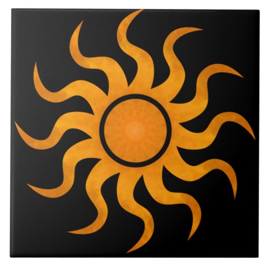 Golden Sun Black Tile - Groot Tegeltje (Voorkant)