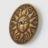 Golden sun celestial themed art boho sunshine grote klok (Hoek)