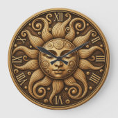 Golden sun celestial themed art boho sunshine grote klok (Voorkant)