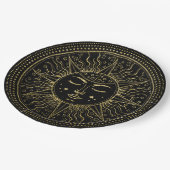 Golden Sun | Elegant Goud Gezicht met Gesloten Oge Papieren Bordje (Gekanteld)
