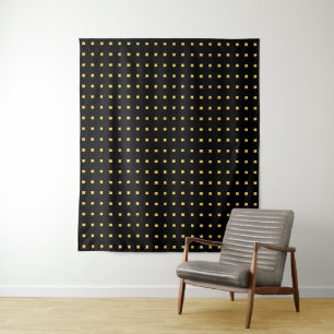 Golden sun geometrische kunst met zwart contrast wandkleed