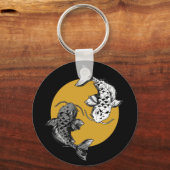 Golden Sun Koi Carps Circle Sleutelhanger (Voorkant)