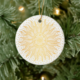 Golden Sun Mandala Confetti Keramisch Ornament