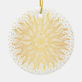 Golden Sun Mandala Confetti Keramisch Ornament (Voorkant)