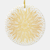 Golden Sun Mandala Confetti Keramisch Ornament (Achterkant)