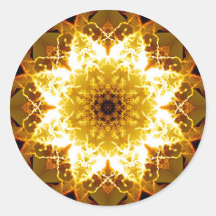 Golden Sun Mandala Ronde Sticker