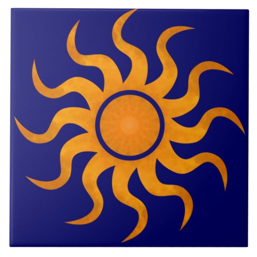 Golden Sun Midnight Blue Tile - Groot Tegeltje (Voorkant)