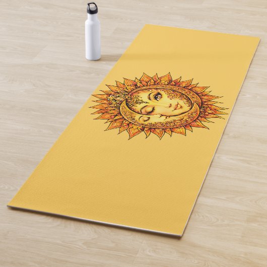 Golden Sun Moon Boho Goddess Celestial Mandala Art Yogamat (In situ)