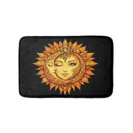 Golden Sun Moon Boho Goddess | Celestial Mandala Badmat