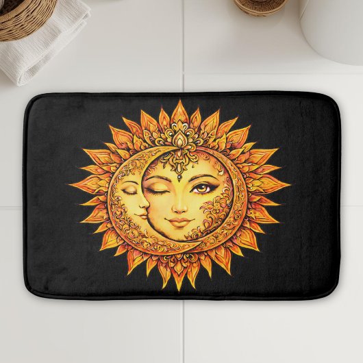 Golden Sun Moon Boho Goddess | Celestial Mandala Badmat