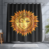 Golden Sun Moon Boho Goddess | Celestial Mandala Douchegordijn