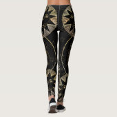 Golden Sun Moon Stars Celestial Astronomy art Leggings (Achterkant)