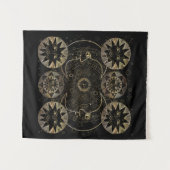 Golden Sun Moon Stars Celestial Astronomy art Wandkleed (Voorkant (horizontaal))