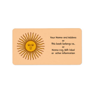 Golden Sun of Argentina Vlaggennaam Adresetiketten Etiket