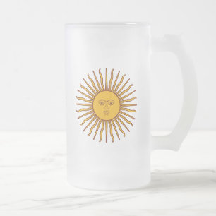 Golden Sun of May Argentina Flag Drink Glass Matglas Bierpul