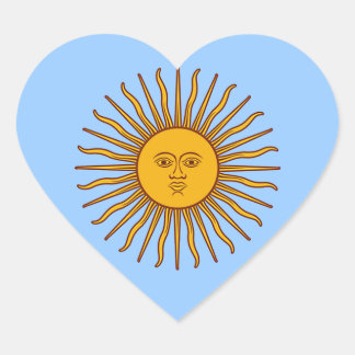 Golden Sun of May Argentinië Vlag Hart Stickers