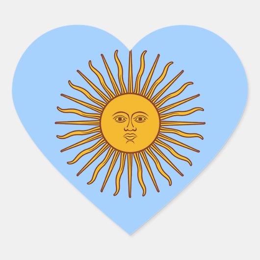 Golden Sun of May Argentinië Vlag Hart Stickers (Voorkant)
