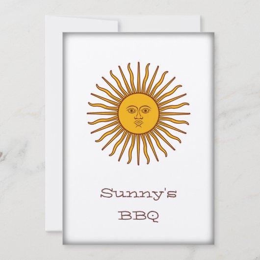 Golden Sun of May BBQ Party Invite Kaart (Voorkant)