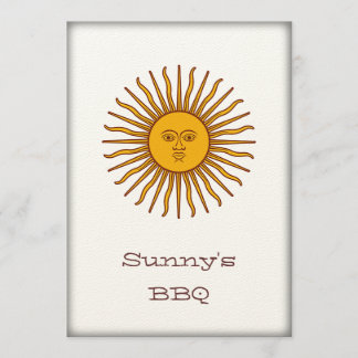 Golden Sun of May BBQ Party Invite Kaart