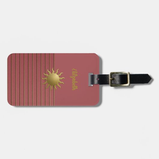 Golden Sun op Roos Roze Bagagelabel (Voorkant horizontaal)