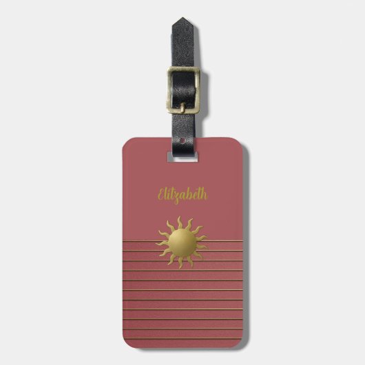 Golden Sun op Roos Roze Bagagelabel (Voorkant verticaal)