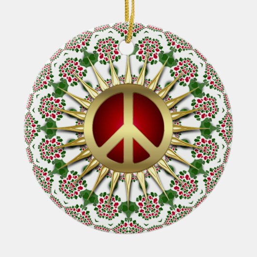 Golden Sun Peace Sign Holiday Ornament (Voorkant)