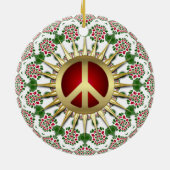 Golden Sun Peace Sign Holiday Ornament (Achterkant)