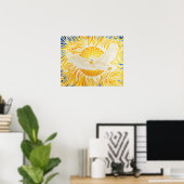 Golden Sun White Eagle Artistisch Abstract Poster (Thuiskantoor)