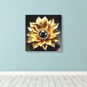 Golden Sunburst Brooch Canvas Afdruk (Insitu (Houten vloer))