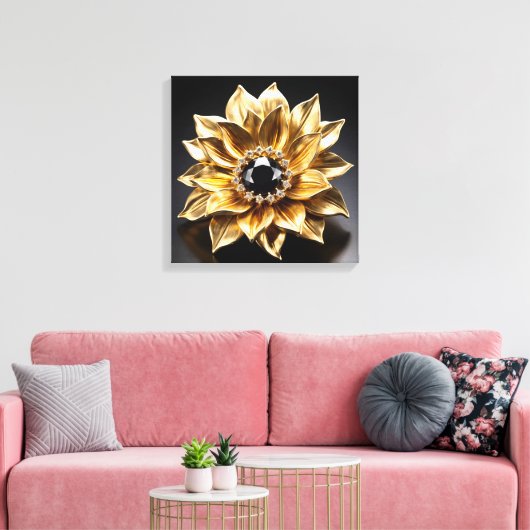Golden Sunburst Brooch Canvas Afdruk (Insitu (Woonkamer))