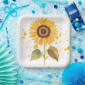 Golden Sunburst Papieren Bordje (Feest)