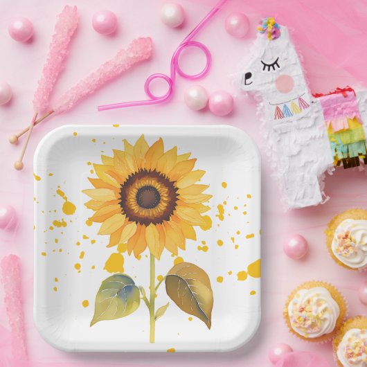 Golden Sunburst Papieren Bordje (Feest)