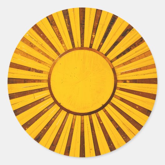 Golden Sunburst Ronde Sticker (Voorkant)