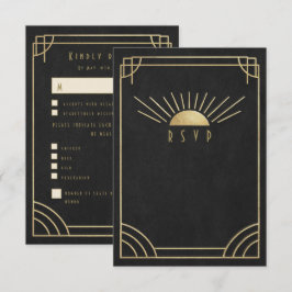 Golden Sunburst wedding RSVP Kaartje