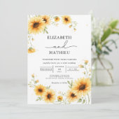 Golden Sunflower Arch Accent Wedding Kaart (Staand voorkant)