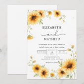 Golden Sunflower Arch Accent Wedding Kaart (Voorkant / Achterkant)