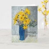 Golden Sunflower Birthday Kaart, Welsh Greeting Kaart (Gele Bloem)