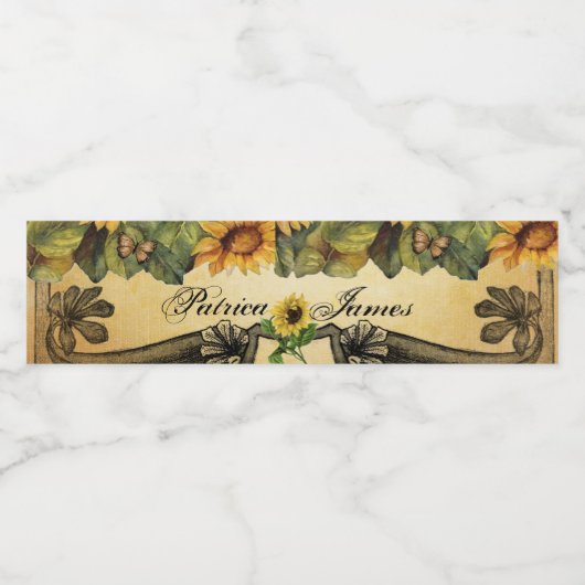 Golden Sunflower Bodemlabels Waterfles Etiket (Enkel label)