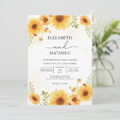 Golden Sunflower Border Accent Wedding Kaart (Staand voorkant)