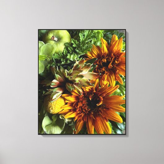 Golden Sunflower Botanical Art Canvas Afdruk (Voorkant)