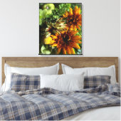 Golden Sunflower Botanical Art Canvas Afdruk (Insitu (Slaapkamer))