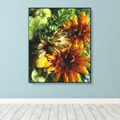 Golden Sunflower Botanical Art Canvas Afdruk (Insitu (Houten vloer))