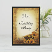 Golden Sunflower & butterflies 21e verjaardag Kaart (Staand voorkant)
