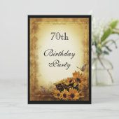 Golden Sunflower & butterflies 70e verjaardag Kaart (Staand voorkant)