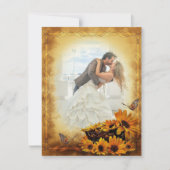 Golden Sunflower en Butterflies Wedding Kaart (Voorkant)