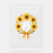 Golden Sunflower Fall Wedding Welkom Acryl Bord (Voorkant)