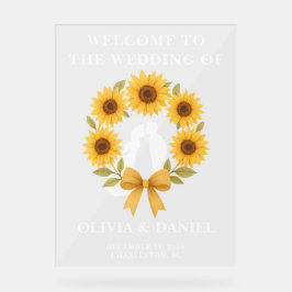 Golden Sunflower Fall Wedding Welkom Acryl Bord